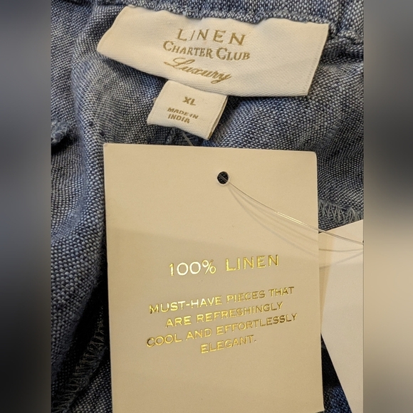 Charter club Luxury blue linen Drawstring-Waist Pants Size XL fit 1x - Picture 9 of 13